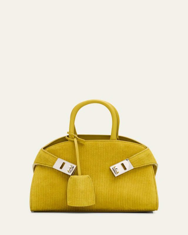 Hug Medium Suede Corduroy Top-Handle Bag